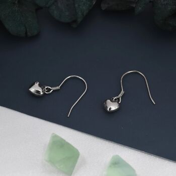 Tiny Dangling Heart Drop Hook Earrings Sterling Silver, 6 of 12
