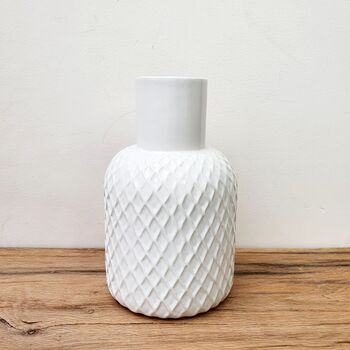 Large White Ceramic Geometric Vase, 2 of 2