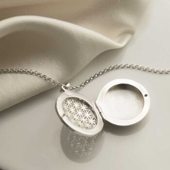 Sterling Silver Round Filigree Locket Necklace, 2 of 7