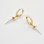 Gold Rose And Dagger Huggie Earrings, thumbnail 6 of 9