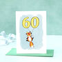 Fox Illustrated 60th Birthday Card, thumbnail 1 of 7