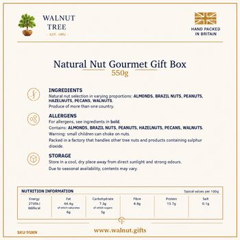 Deluxe Natural Nut Selection Gift Box – 550g, 5 of 8