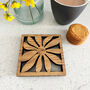 Oak Veneer Floral Coasters Set Of Four Home Gift, thumbnail 4 of 8