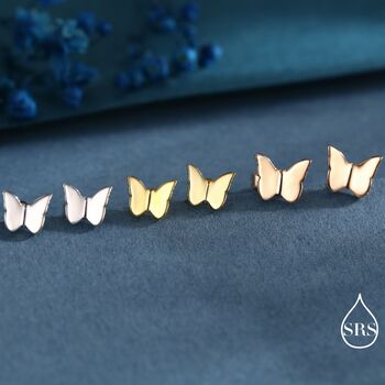 Sterling Silver Small Pair Butterfly Stud Earrings, 7 of 12