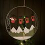 Alpine Car Scene Hanging Christmas Wreath, thumbnail 1 of 2