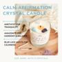 Calm Affirmation Crystal Candle With Three Crystals, thumbnail 2 of 5