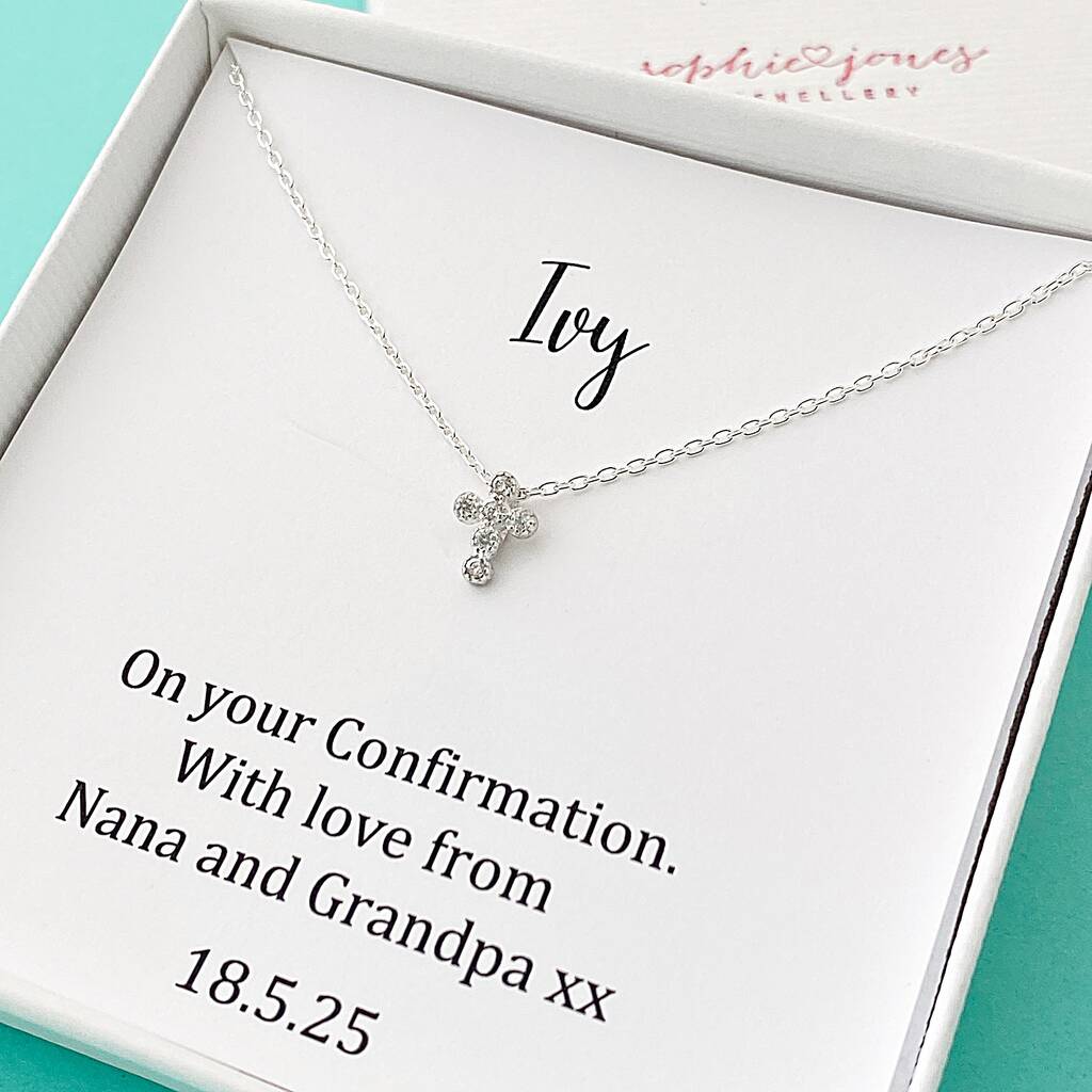 Personalised Confirmation Crystal Cross Necklace, 1 of 3