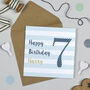 Candy Stripe 7th Birthday Card, thumbnail 1 of 7