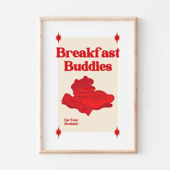 Retro Breakfast Buddies Cartoon Wall Art Print, 2 of 6