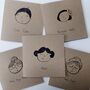 'Doodle Faces' Blank Greeting Card Pack, thumbnail 2 of 5