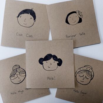 'Doodle Faces' Blank Greeting Card Pack, 2 of 5