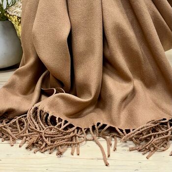 Super Soft Plain Pashmina Style Scarf In Mocha Mousse, 3 of 3