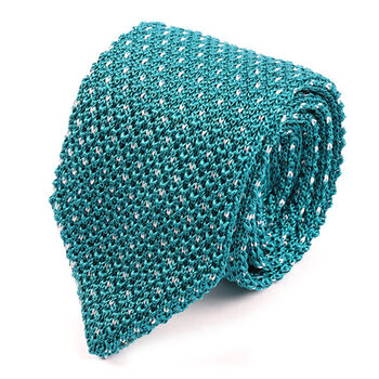 Light Blue Star Pointed Silk Knitted Tie, 2 of 5