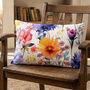 Rectangular Cushion Cover With Watercolor Wildflower Design, thumbnail 3 of 12