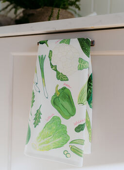 Green Veg Organic Cotton Tea Towel, 5 of 6
