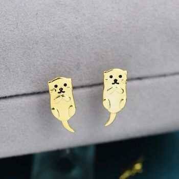 Sterling Silver Otter Stud Earrings, 6 of 10