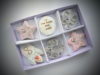 Personalised To The Moon And Back Hand Iced Biscuit Gift Box Fathers Day Gift, 3 of 9