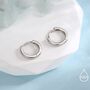 Minimalist Huggie Hoop Earrings In Sterling Silver, thumbnail 3 of 12