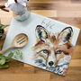 Inky Fox Glass Worktop Saver With Optional Message, thumbnail 1 of 7