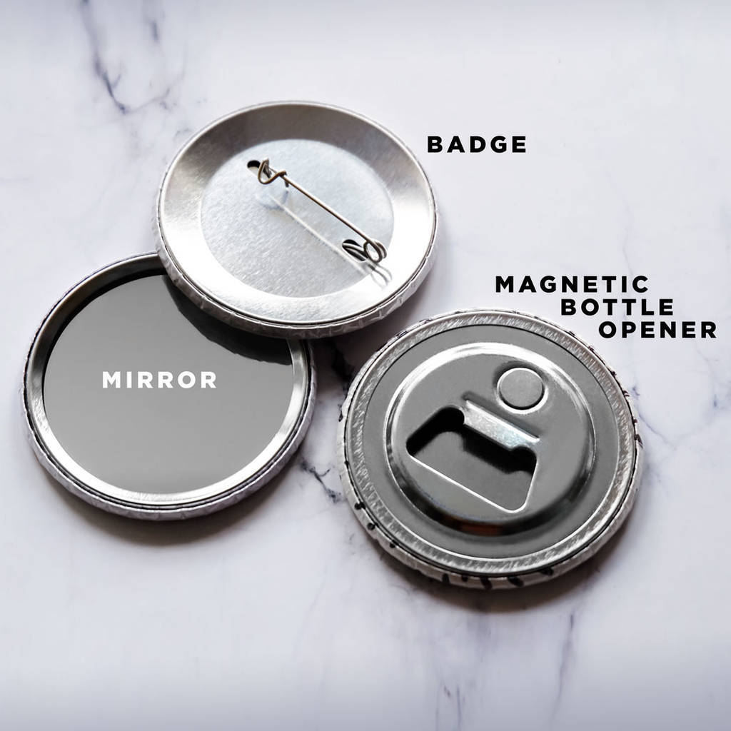 Mirror press. Харпи покет Миррор. Зеркало бейдж. Bottle badges example.