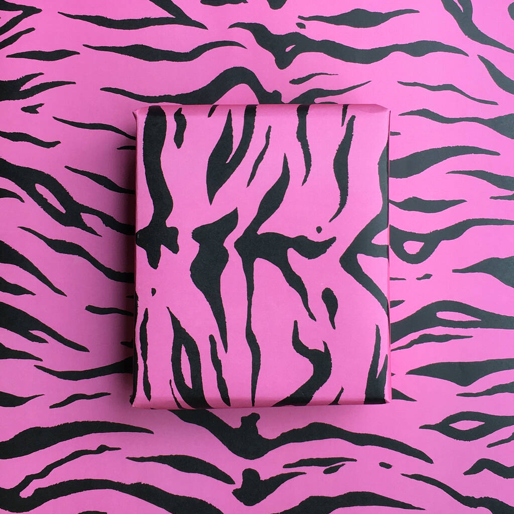Pink Tiger Print Wrapping Paper Two Sheets By Petra Boase Ltd ...