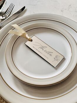 Luxury Mirrored Bespoke Place Name Tag Gold Silver, 4 of 9