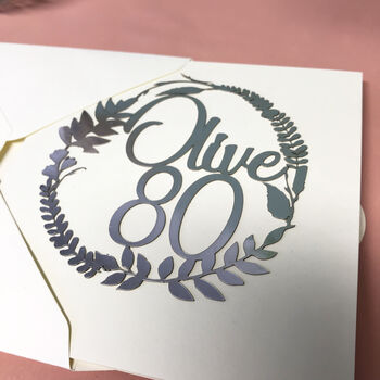 Personalised 80th Floral Birthday Papercut Card, 4 of 9