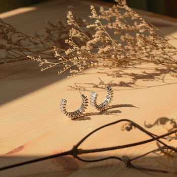 Silver C Shaped Hoop Earrings Gift For Her, 5 of 10