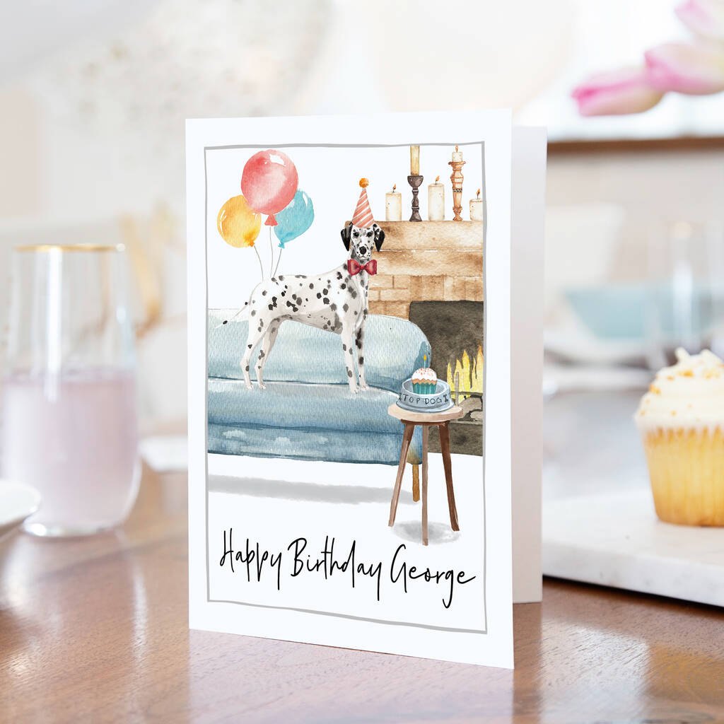 Dalmatian Dog Personalised Birthday Card By Mitzi Prints