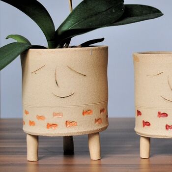Personalised Plant Pot With Fish Design And Feet, 5 of 7