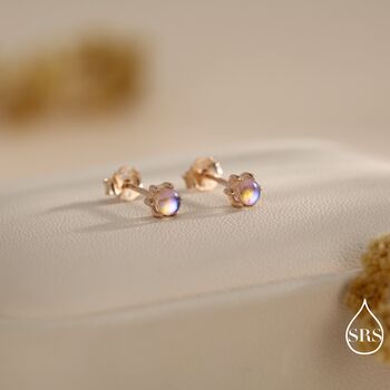Sterling Silver Moonstone Stud Earrings, 7 of 12