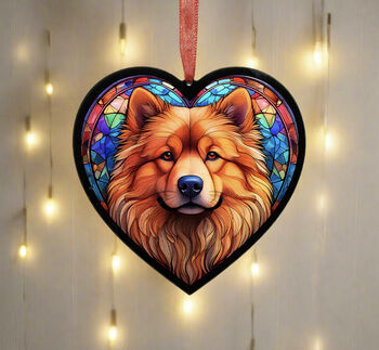 Chow Chow Stained Glass Effect Heart Suncatcher, 2 of 6