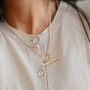 Bria T Bar Hammered Gold Plated Chain Link Necklace, thumbnail 1 of 3