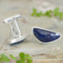 17ct Sapphire Cufflinks In Sterling Silver, thumbnail 2 of 2