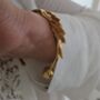 18 K Gold Silver Sculptural Cuff Bracelet Floral Waterproof Open Bangle, thumbnail 2 of 13