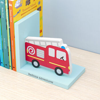 Personalised Kids Fire Engine Bookends, 2 of 9