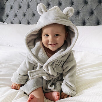 Personalised Soft Baby Pink Dressing Gown With Ears, 5 of 12