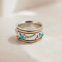 Handmade Silver Spinner Ring Golden Bands And Turquoise, thumbnail 1 of 3