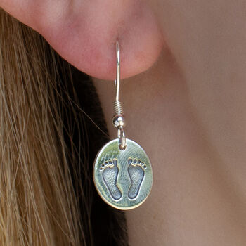 Sterling Silver Footprints Earrings, 3 of 6