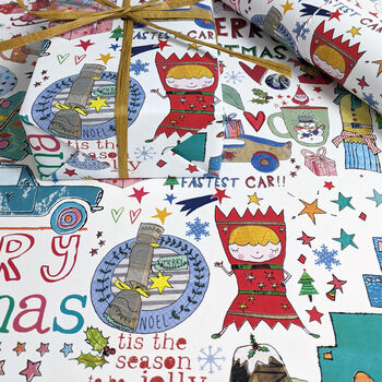 Recycled Christmas Wrapping Paper Three Sheets, 5 of 11
