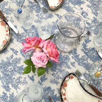Blue Toile Tablecloth Limoux, 4 of 7