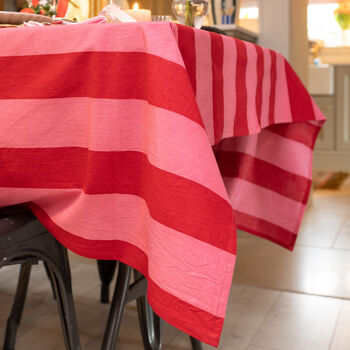 Red And Pink Striped Tablecloth, 3 of 8