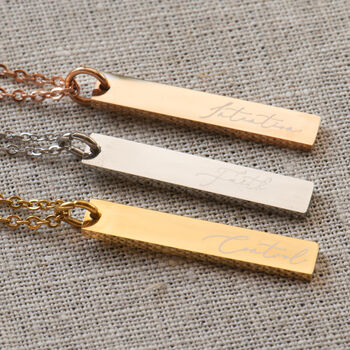 Word Vertical Bar Engraved Necklace, 3 of 10