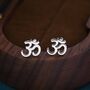 Sterling Silver Om Stud Earrings, thumbnail 1 of 12
