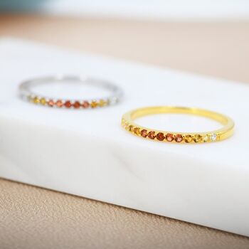 Rainbow Red Ombre Half Eternity Ring In Sterling Silver, 2 of 11