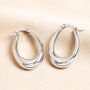 Stainless Steel Oval Hoop Earrings, thumbnail 2 of 4