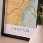 Framed And Personalised Cancun Map Print, thumbnail 2 of 4