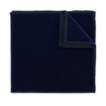 Mens Navy Blue Velvet Bow Tie And Pocket Square Set, 2 of 4