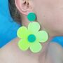 Giant Green Flowers, Acrylic Earrings, thumbnail 1 of 2