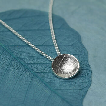 Leaf Texture Sterling Silver Dome Jewellery Set, 2 of 6